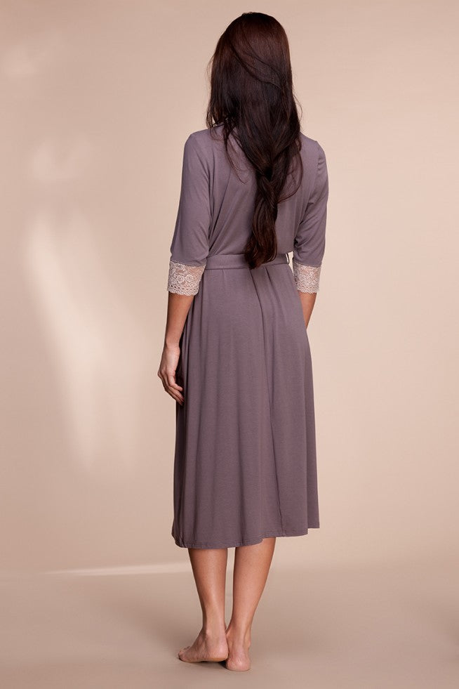 Viscose robe with lace "UNIQUE"
