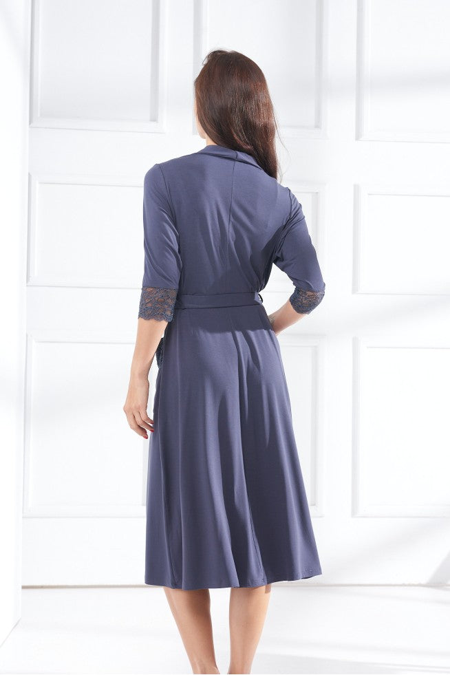 Viscose robe with lace "UNIQUE"