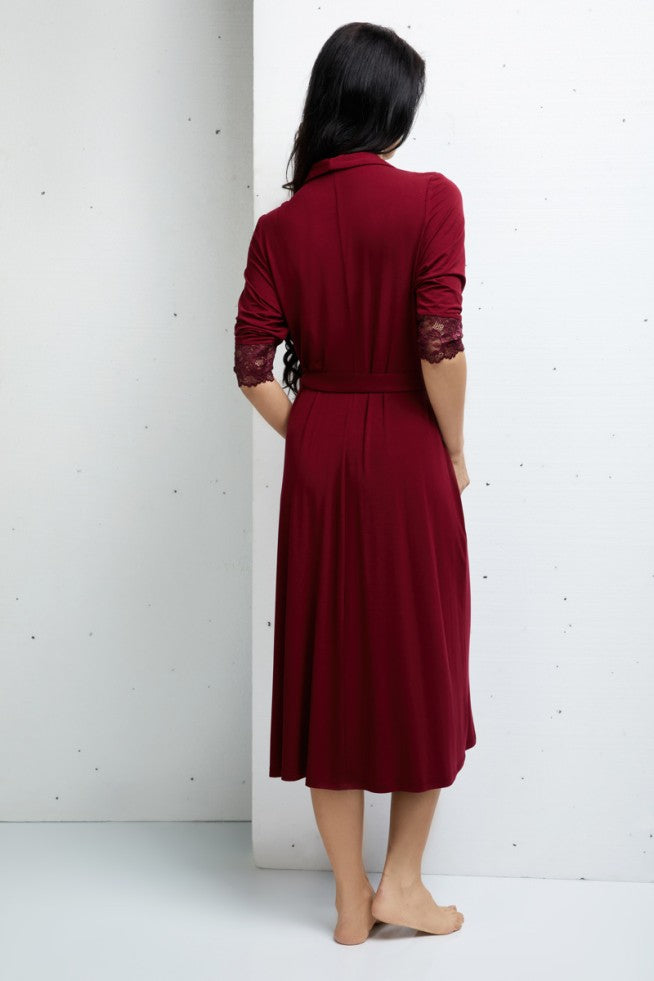 Viscose robe with lace "UNIQUE"