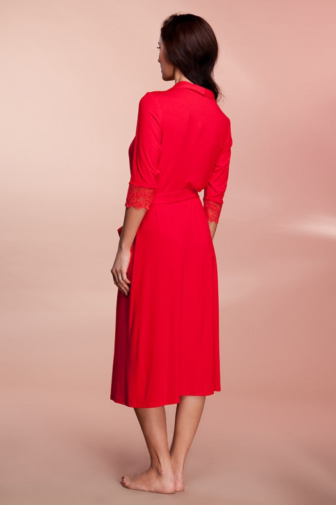 Viscose robe with lace "UNIQUE"