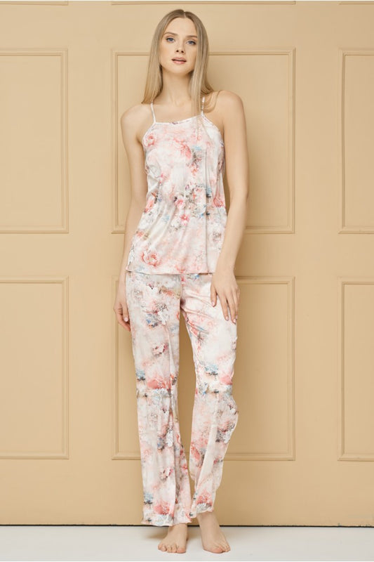 Printed satin pajamas with long pants "NOBILE"