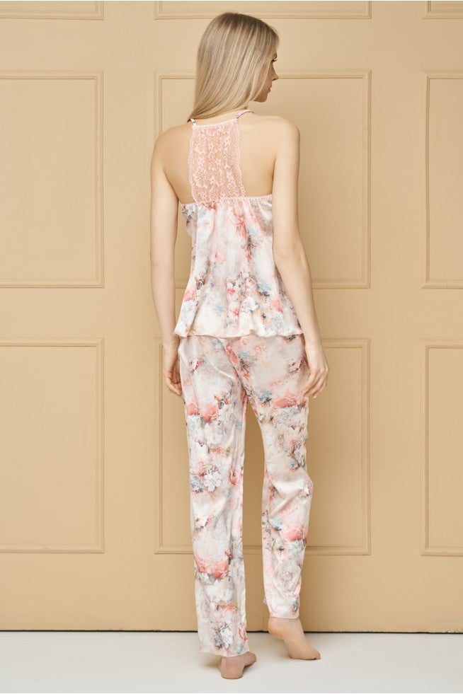 Printed satin pajamas with long pants "NOBILE"