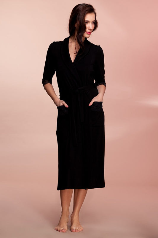 Viscose robe with lace "UNIQUE"