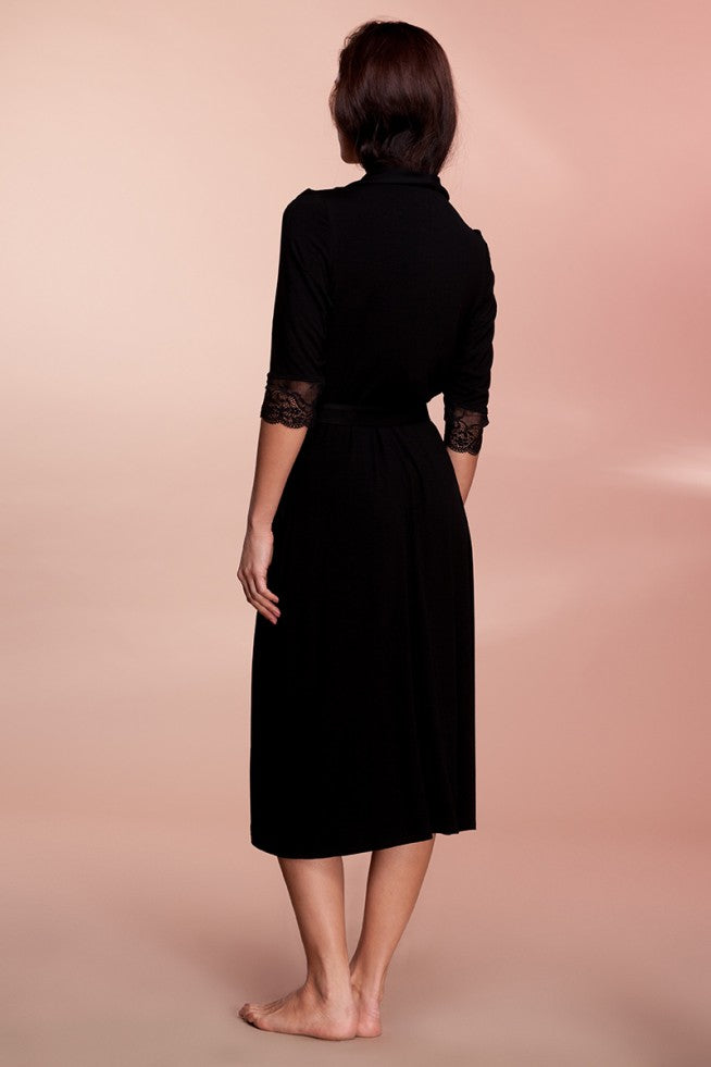 Viscose robe with lace "UNIQUE"