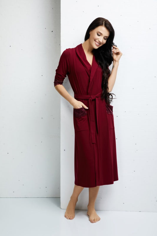 Viscose robe with lace "UNIQUE"