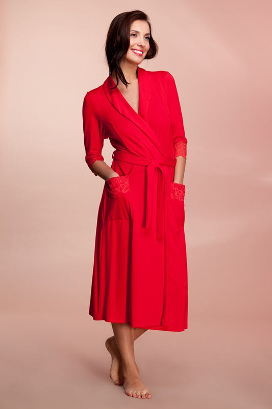 Viscose robe with lace "UNIQUE"